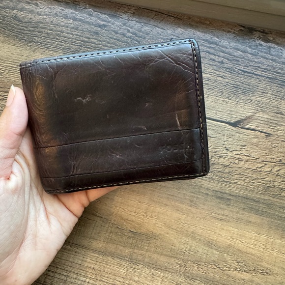 Fossil Men's Bifold Leather Wallet with Flap - Brown - Picture 5 of 6